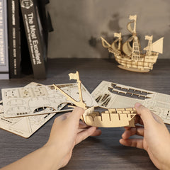 3D Ocean Sailboat Wooden Puzzle Model Kit