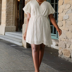  Romantic Dress Women's Plus Mesh Surplice Neck Mini Dress