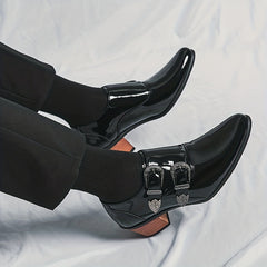 Men's Pointed Toe High Heel Double Monk Formal Shoes