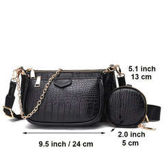 Crocodile Pattern Crossbody Bag 3pcs Set