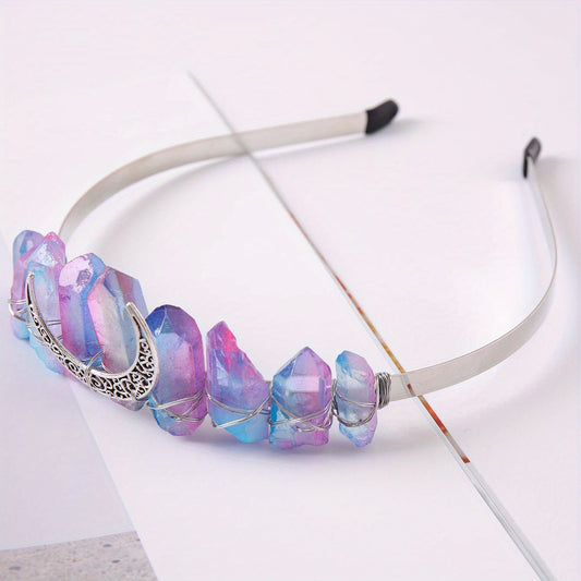 Boho Crystal Moon Decor Headband for Wedding Party Women Girls