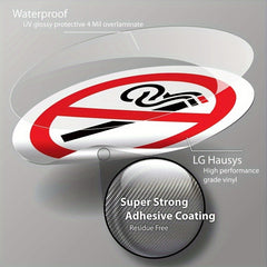 2pz Self Adhesive No Smoking Stickers Red Durable Plastic Easy Peel