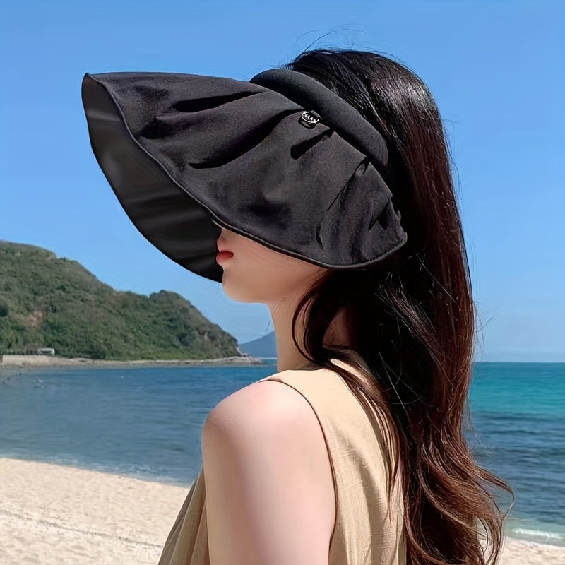 Wide Brim Sun Hat UV Protection Shell Visor Hat for Women