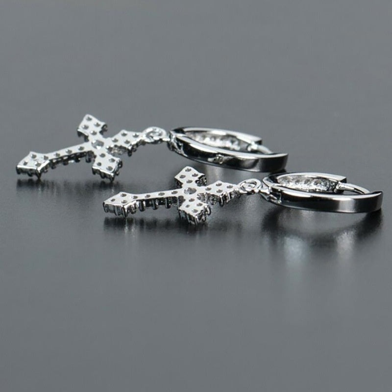 Zircon Hoop Drop Earrings Silver Plated Birthstone Gift 1Pair