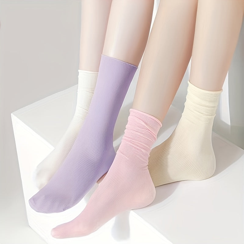 5 Pairs Solid Lightweight All-match Women's Socks