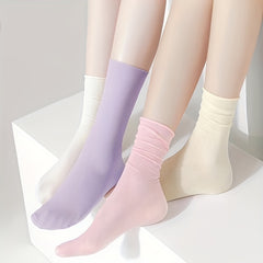 5 Pairs Solid Lightweight All-match Women's Socks