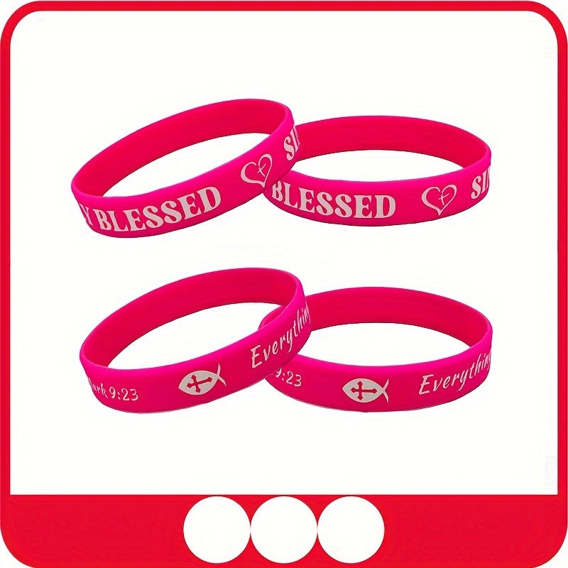 Colorful Blessing Slogan Silicone Bracelet Wrist Band