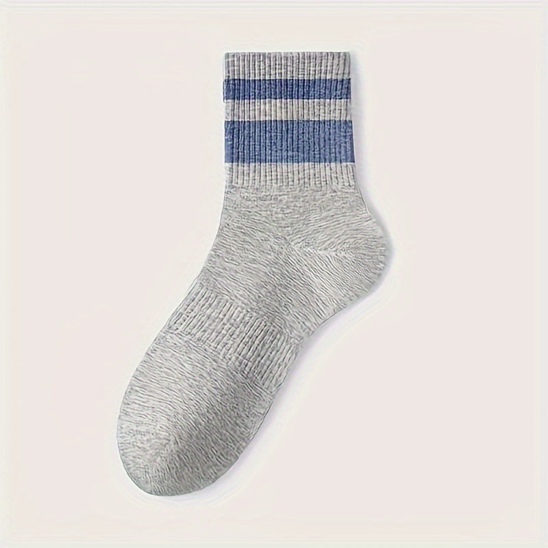 8 Pairs Striped Crew Socks Comfy & Breathable Women's Stockings
