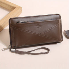 Men's Double Zipper Card Slots Wallet Phone Bag Key Holder Case Coin Purse