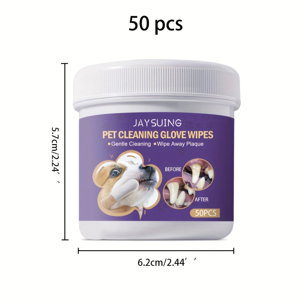Pet Dental Wipes for Teeth Cleaning, 50pcs Box