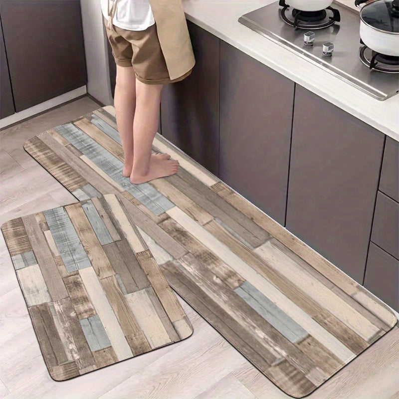 Wood Print Floor Mat Modern Home Rug Indoor Carpet Non Slip Kitchen Mat