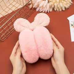 Women's Plush Teddy Bear Ear Warmers Soft Pink Cold Weather