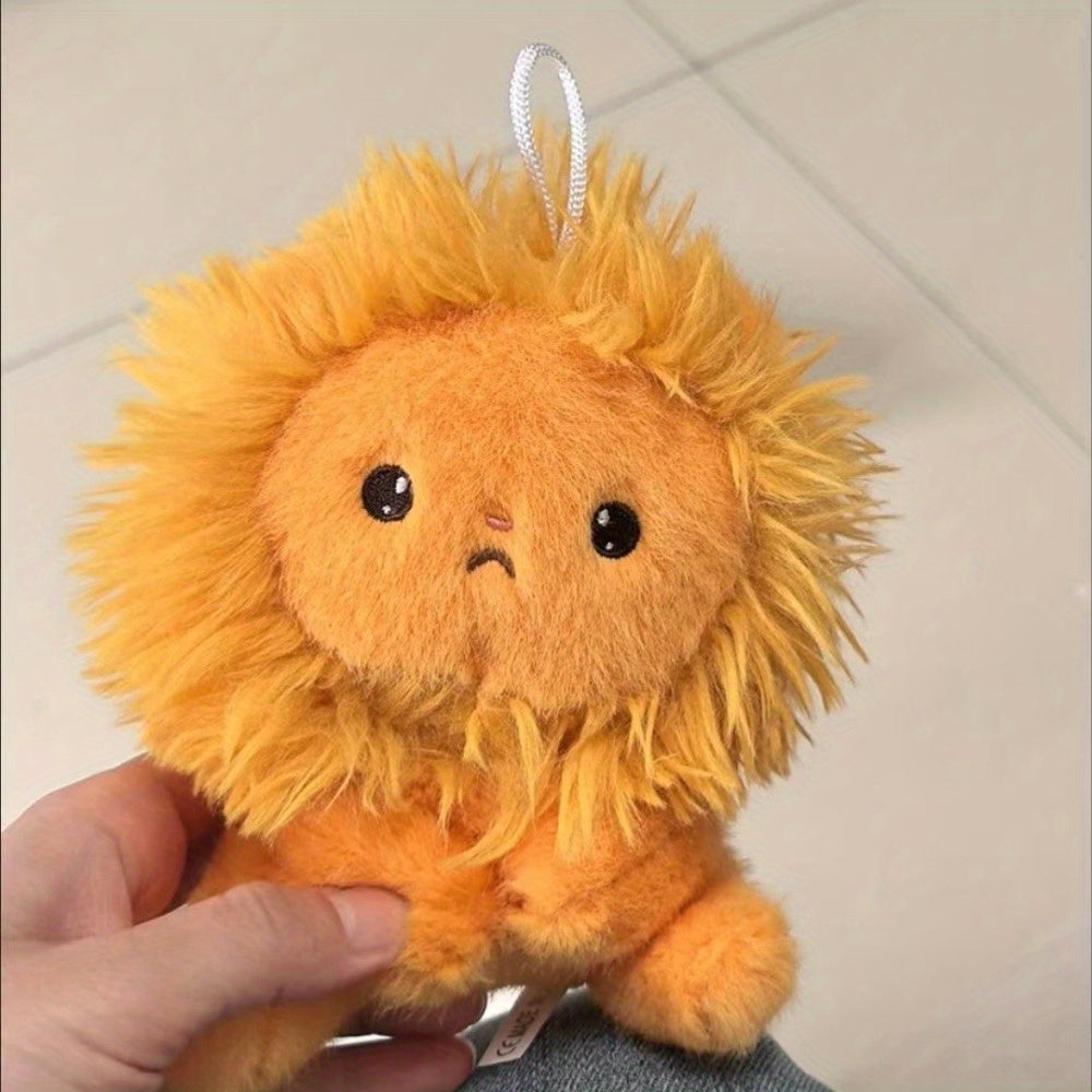 Squatting Lion Plush Doll Soft Fluffy Desk Decor with Expressive Eyes