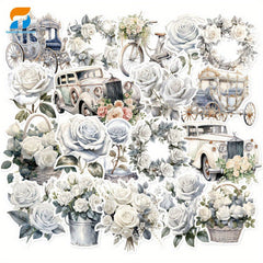 50pcs Vintage Rose Stickers for DIY Crafts Water Bottles