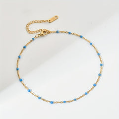Stainless Steel Anklet Beaded Bells Charm Adjustable Foot Chain