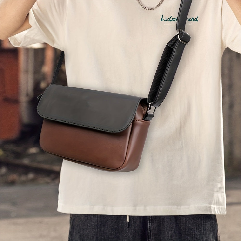 Men's Block Shoulder Bag Crossbody Bag Men's Daily Casual Flap Bag