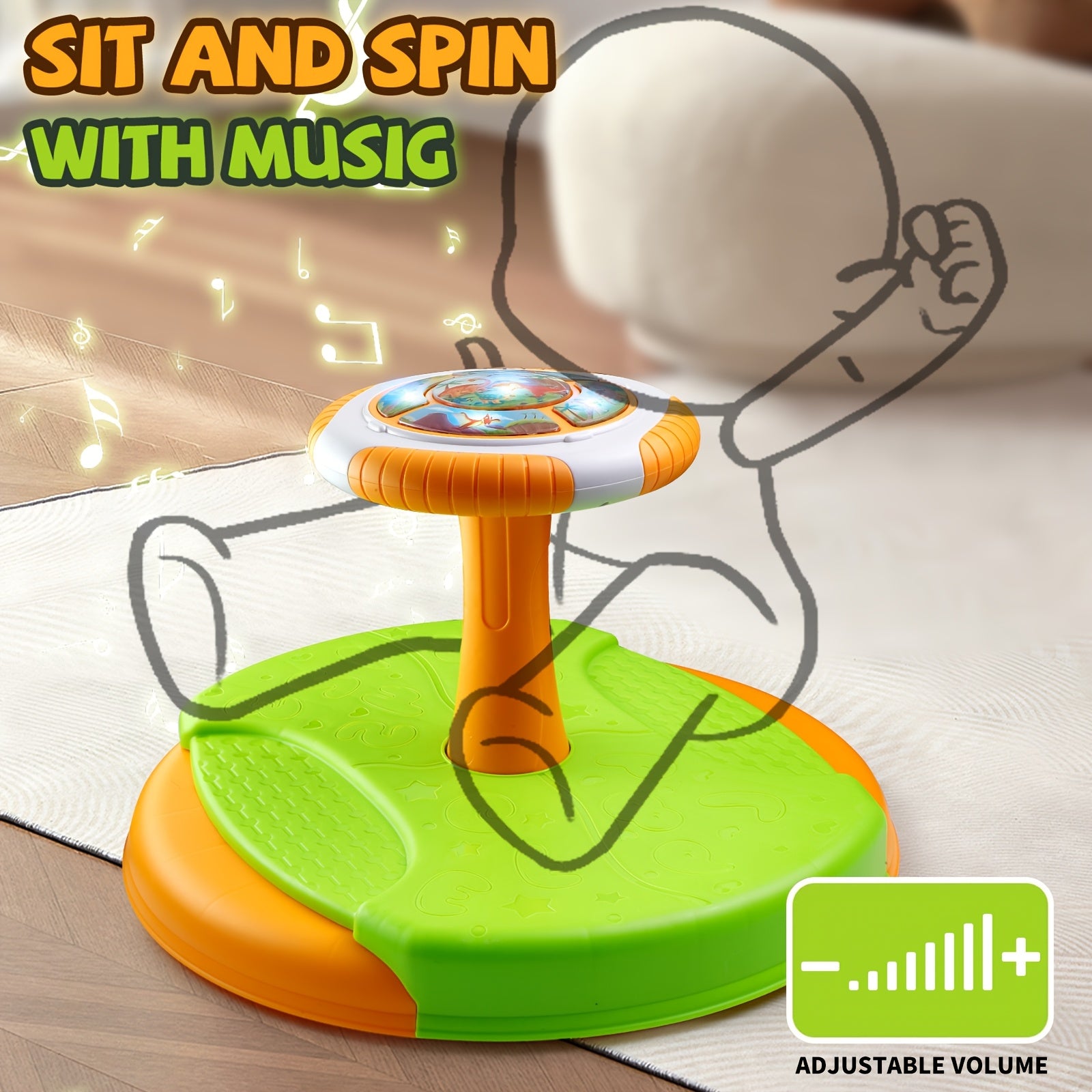 Mquduo Spinning Activity Toy with LED Lights & Music