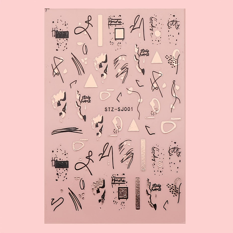 Geometric 3D Nail Art Stickers - Easy to Apply Abstract Decals