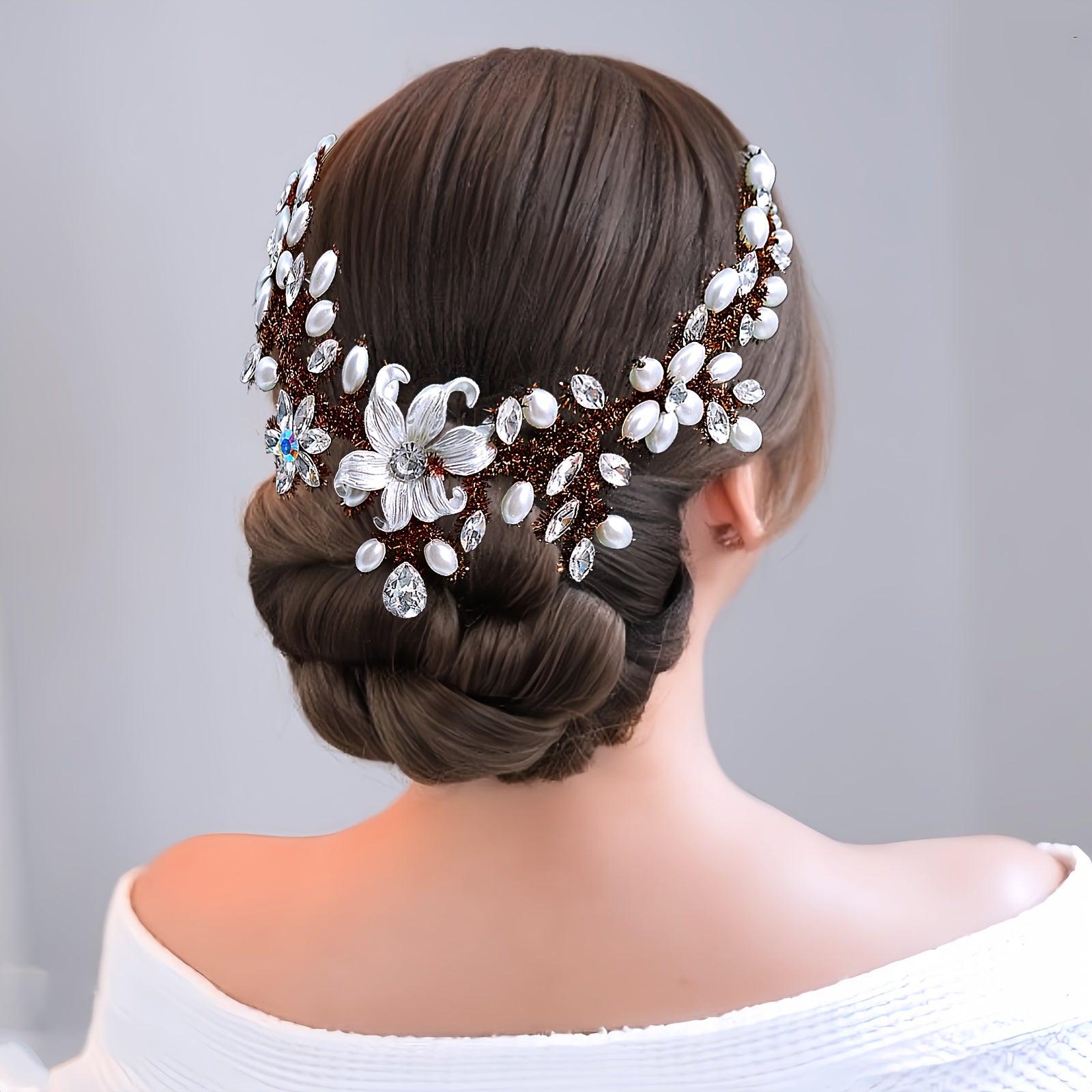 Vintage Floral Rhinestone Bridal Headpiece Handcrafted Beaded Wedding Accessory