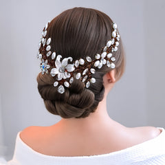 Vintage Floral Rhinestone Bridal Headpiece Handcrafted Beaded Wedding Accessory