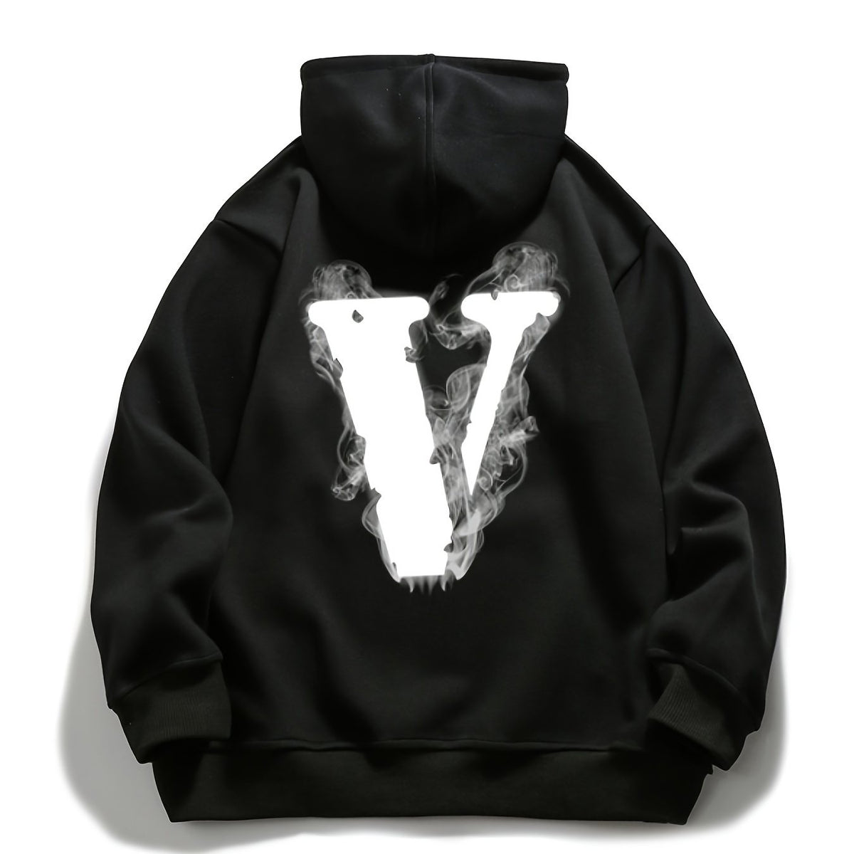 V Letter Print Hoodie Fleece Pullover Active Hooded S