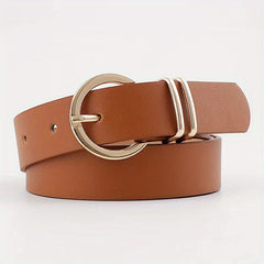 Vintage Golden Buckle Belt Solid Casual PU Belt for Women