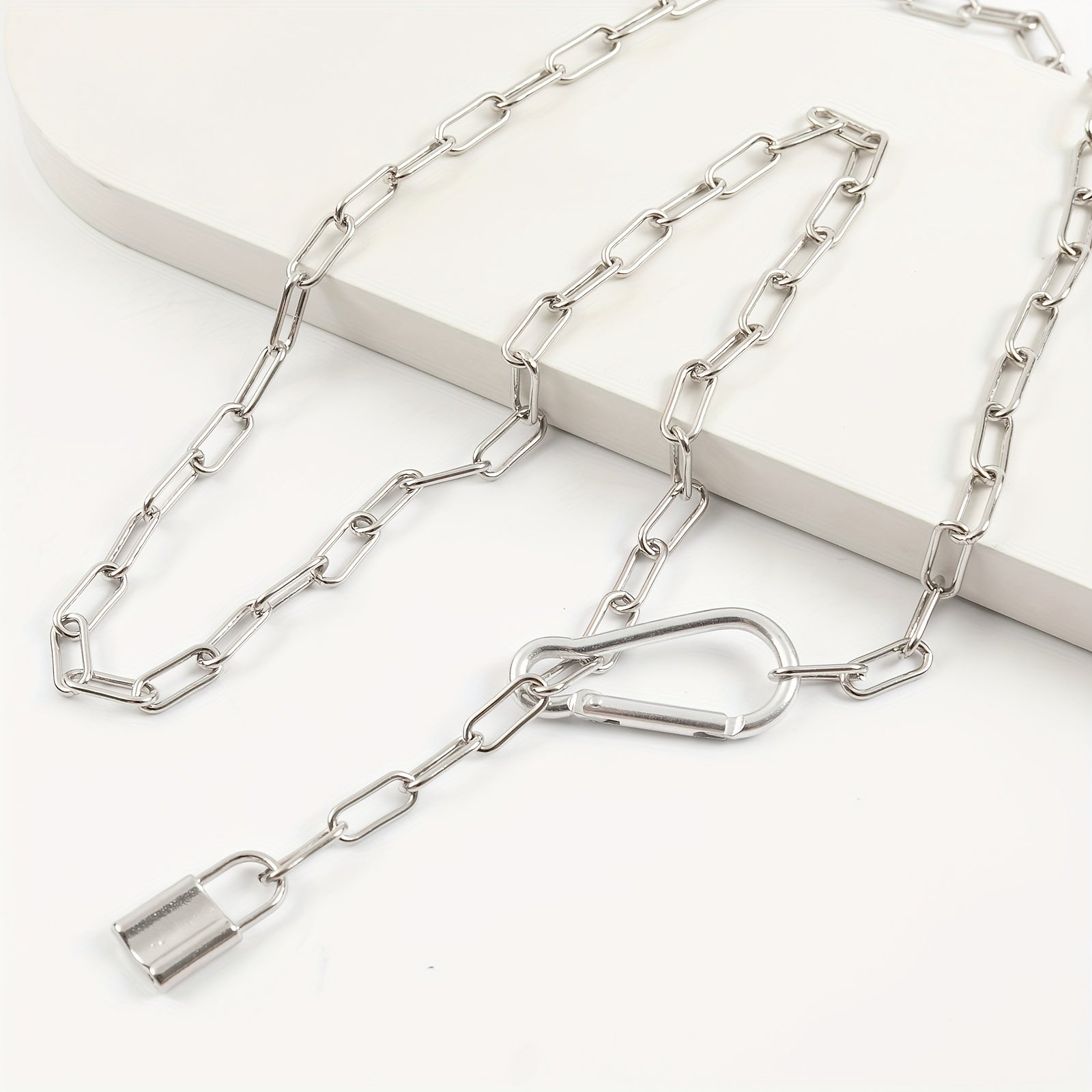 Punk Metal Waist Chain Hip Hop Hollow Belly Chain Lock Pendant