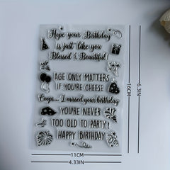 Sentiment Transparent Stamp - Birthday Wishes Rubber Stamp