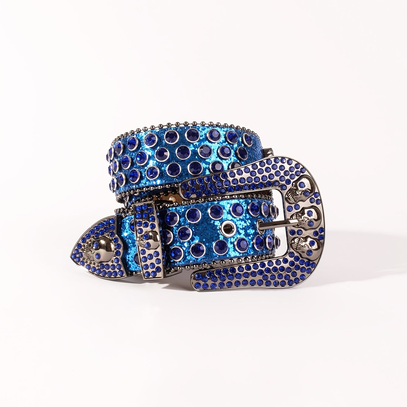 Rhinestone Men's Skull Belt Cowboy Metal Buckle Punk Jeans Women