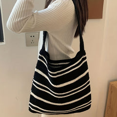 ColorBlock Shoulder Bag Striped Woven Bag - Perfect Tote Bag