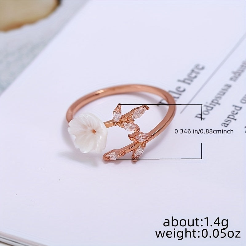 Flower Leaf Ring Wedding Engagement Party Jewelry Gift