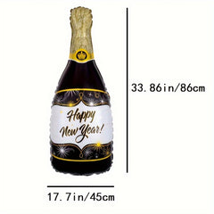 12pcs Golden Sequin Wine Bottle Balloon Party Decoration Set
