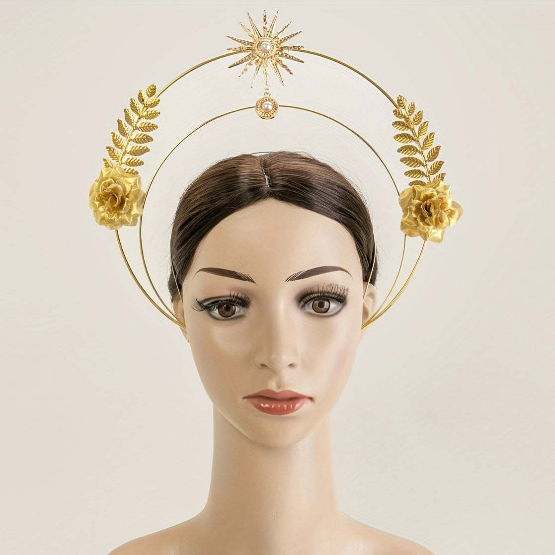 Golden Flower Headband Women's Crown For Party Birthday Cos Play