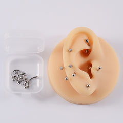 12PC Stainless Steel Body Piercing Jewelry Set 16G Nose Lip Tongue Cartilage