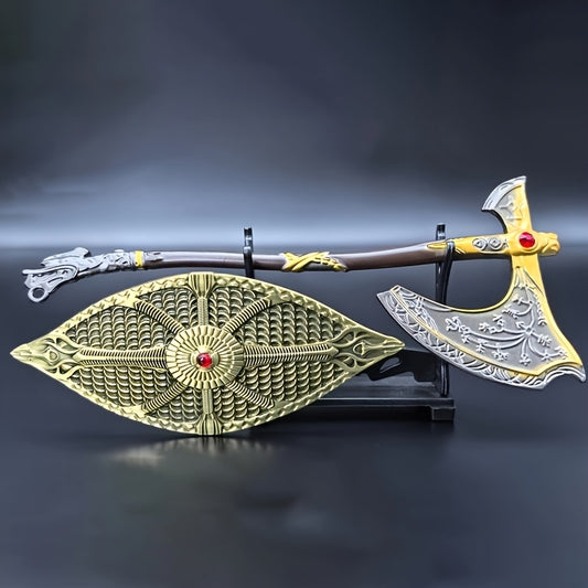 2pcs Mini Shield Set 6.69 Inch Zinc Alloy Weapon Model Desktop Decor