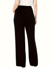  Solid High Rise Straight Leg Trousers