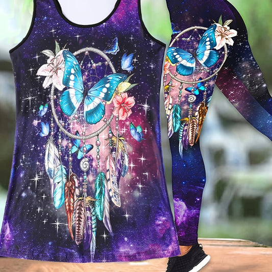 Sporty Tank Top & High Waist Leggings Set