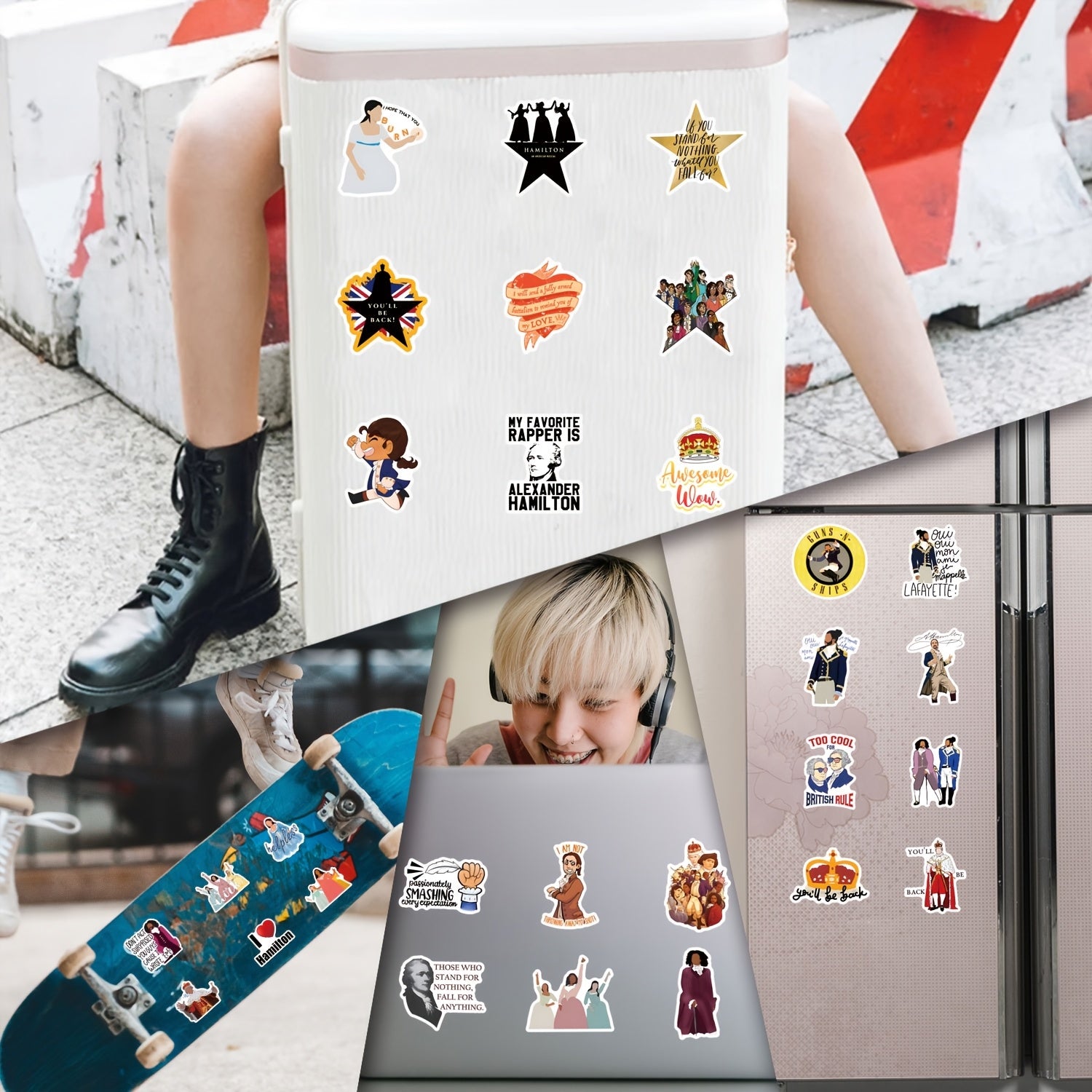 55pcs Hamilton Themed Vinyl Stickers Set - Historical & Pop Culture Decals