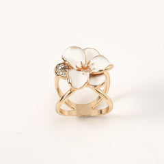 Rose Bead Silky Scarf Buckle Ring for Women