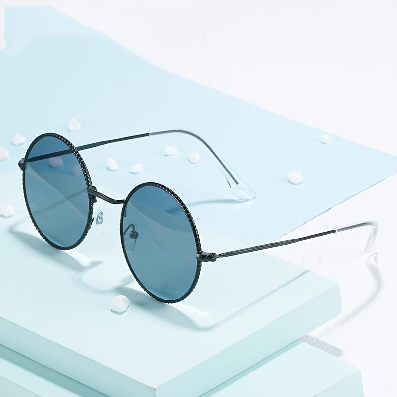 Small Round Polarized Sunglasses Vintage Metal Frame Womens