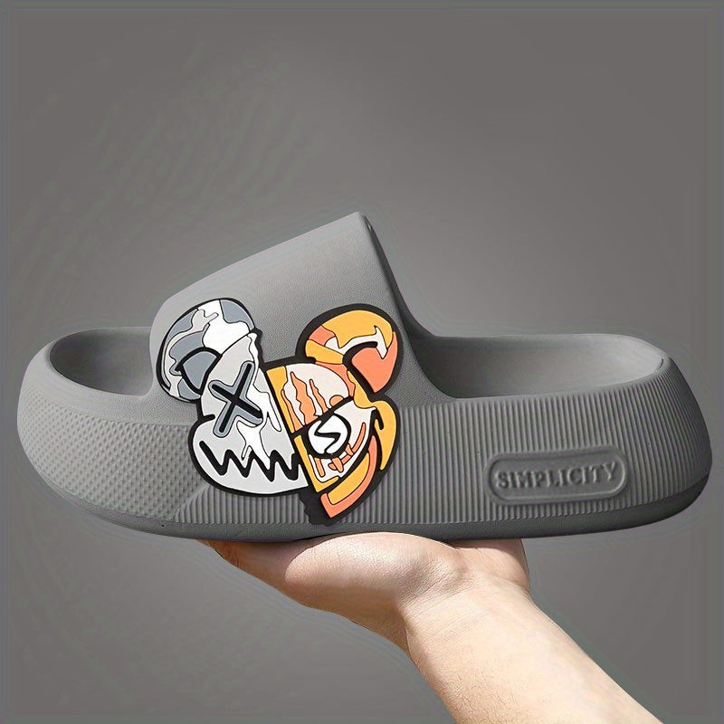 Men's Anime Print Non Slip Platform Slides Comfortable Cloud Slides