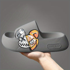 Men's Anime Print Non Slip Platform Slides Comfortable Cloud Slides