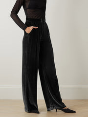  Velvet High Rise Wide Leg Trousers