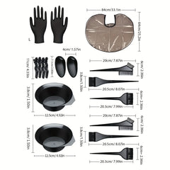 17pcs Hair Dyeing Kit Barbershop Tools Salon Barber Bowl & Brushes Set