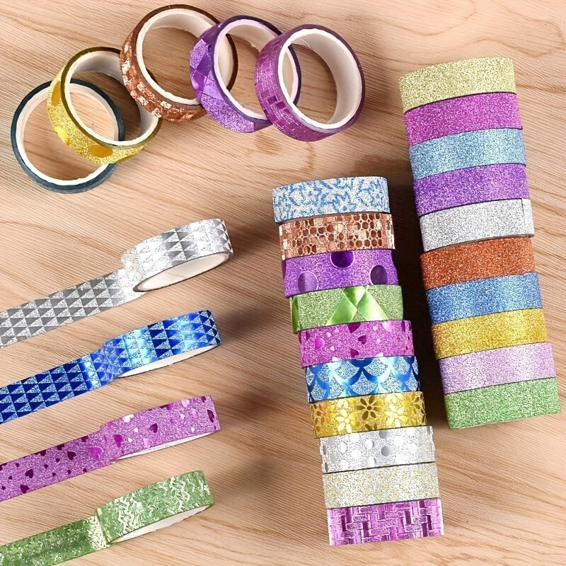 10pcs Decorative Tape Golden Glitter Onion Powder Wwisp Tape
