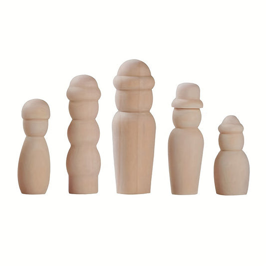 5pcs Wooden Doll Family Set for DIY Projects