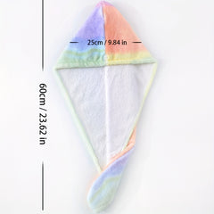 Waterproof Rainbow Shower Cap Hair Turban Absorbent Bathroom Accessory