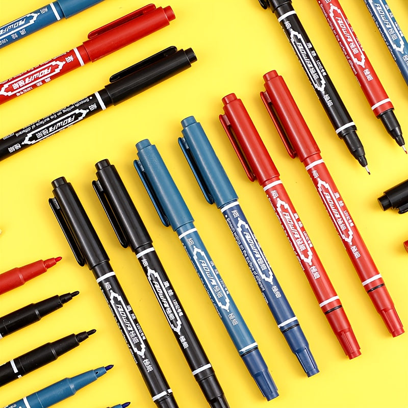 12pcs Double-Headed Marker Pens & Red Sketching Pens