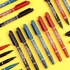 12pcs Double-Headed Marker Pens & Red Sketching Pens