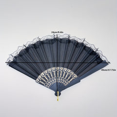 Lace Mesh Folding Fan Silky Fan For Dance Performance